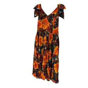 VTG ON THE ROCKS CA. FLORAL POCKETS MIDI DRESS SZ M/L